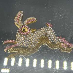 Raindrops Easter Rabbit Brooch with Rhinestones for Decor Multi Color Adds Festi